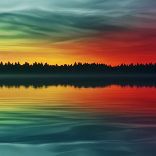 Flatshadow Fairytale style, Midjourney V6.1: realistic landscape photograph of quiet dawn