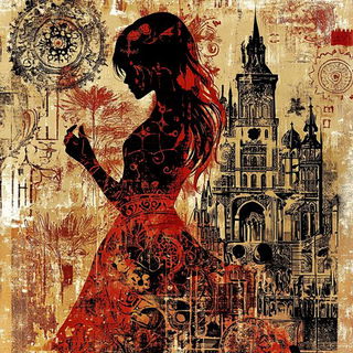 Grimfigure Weave style, Midjourney V6.1: retro fairy-tale illustration