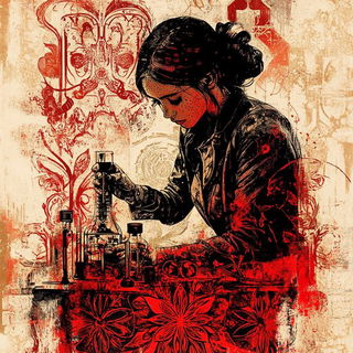 Grimfigure Weave style, Midjourney V6.1: editorial illustration for popular scientific magazine cover