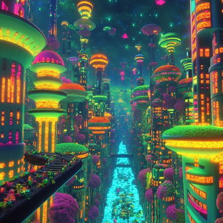 Antlerpastel style, Midjourney V6.1: megacity with futuristic bioarchitecture