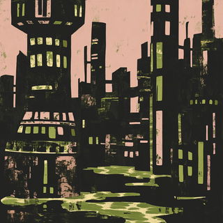 Gashware Iconoclasm style, Midjourney V6.1: megacity with futuristic bioarchitecture