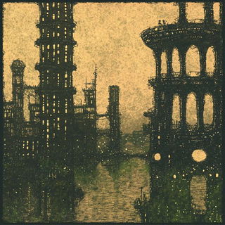 Gloamfiligree style, Midjourney V6.1: megacity with futuristic bioarchitecture