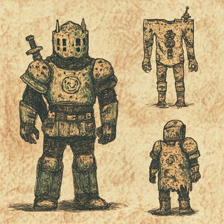 Gloamfiligree style, Midjourney V6.1: concept art character design of retropunk steam knight