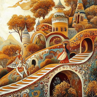 Forgeflorica style, Midjourney V6.1: retro fairy-tale illustration