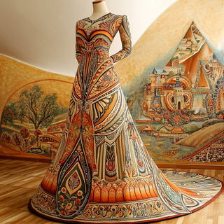 Forgeflorica style, Midjourney V6.1: haute-couture fashion outfit