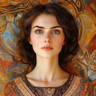Forgeflorica style, Midjourney V6.1: photographic portrait of female protagonist