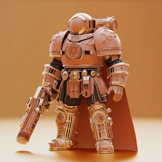 Folkobarro style, Midjourney V6.1: concept art character design of retropunk steam knight