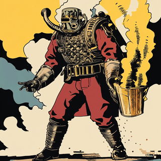 Skullstep style, Midjourney V6.1: concept art character design of retropunk steam knight