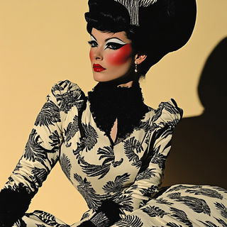 Skullstep style, Midjourney V6.1: haute-couture fashion outfit