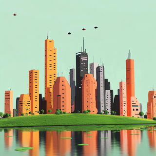 Carminevoid style, Midjourney V6.1: megacity with futuristic bioarchitecture