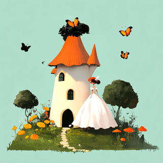 Carminevoid style, Midjourney V6.1: retro fairy-tale illustration