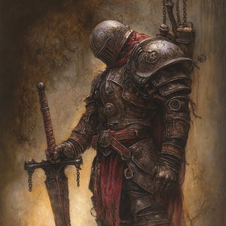 Oxide Wave Foundry style, Midjourney V6.1: concept art character design of retropunk steam knight