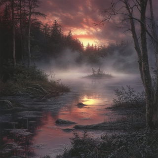 Oxide Wave Foundry style, Midjourney V6.1: realistic landscape photograph of quiet dawn
