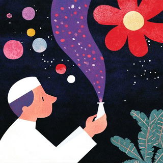 Indigomycete style, Midjourney V6.1: editorial illustration for popular scientific magazine cover