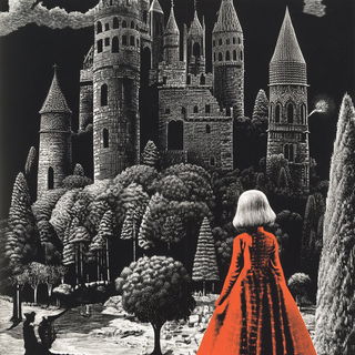 Angular Storybook Embroidery style, Midjourney V6.1: retro fairy-tale illustration