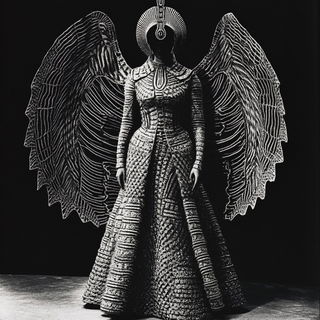 Angular Storybook Embroidery style, Midjourney V6.1: haute-couture fashion outfit