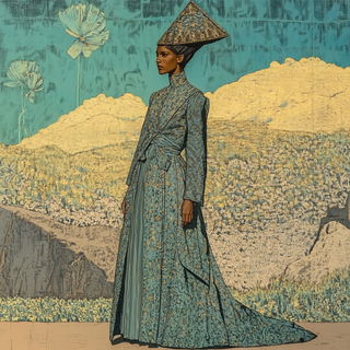 Canyonhydra style, Midjourney V6.1: haute-couture fashion outfit