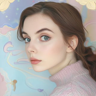 Chromaloop style, Midjourney V6.1: photographic portrait of female protagonist