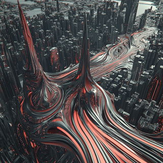 Riso Coastline Motion style, Midjourney V6.1: megacity with futuristic bioarchitecture