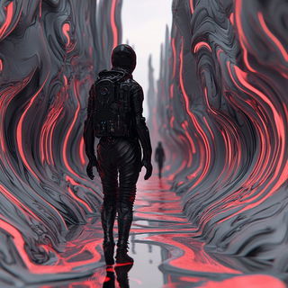 Riso Coastline Motion style, Midjourney V6.1: cinematic shot from sci-fi movie