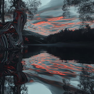 Riso Coastline Motion style, Midjourney V6.1: realistic landscape photograph of quiet dawn