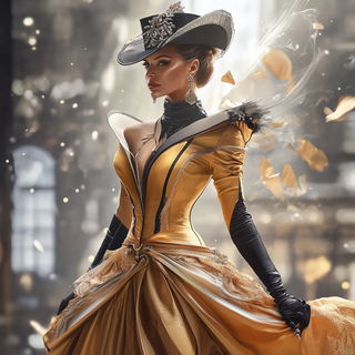 Stratigraphic Brushwork style, Midjourney V6.1: haute-couture fashion outfit