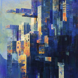 Bluebell Thunderhead style, Midjourney V6.1: megacity with futuristic bioarchitecture