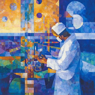 Bluebell Thunderhead style, Midjourney V6.1: editorial illustration for popular scientific magazine cover