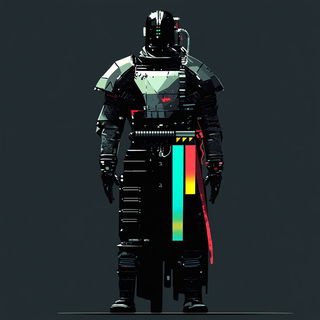 Violet Kufic Nightwork style, Midjourney V6.1: concept art character design of retropunk steam knight