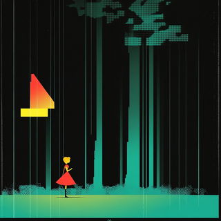 Violet Kufic Nightwork style, Midjourney V6.1: retro fairy-tale illustration