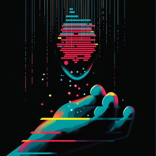 Violet Kufic Nightwork style, Midjourney V6.1: editorial illustration for popular scientific magazine cover