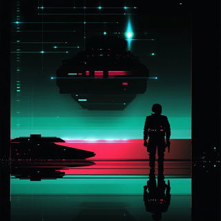 Violet Kufic Nightwork style, Midjourney V6.1: cinematic shot from sci-fi movie