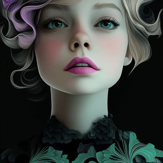 Scenoparallax style, Midjourney V6.1: photographic portrait of female protagonist