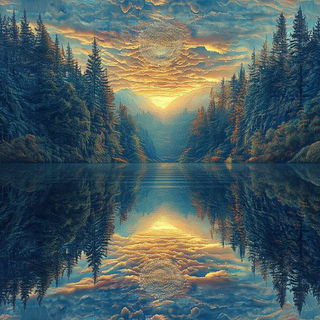 Cloudsplice style, Midjourney V6.1: realistic landscape photograph of quiet dawn
