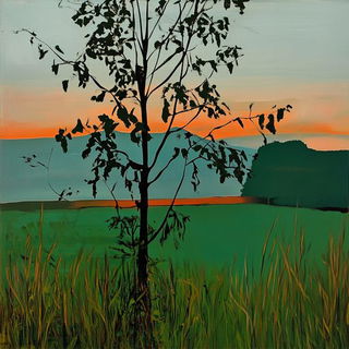Spring Dragonwood style, Midjourney V6.1: realistic landscape photograph of quiet dawn