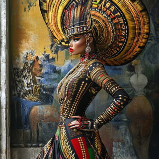 Galegraphica style, Midjourney V6.1: haute-couture fashion outfit