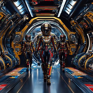 Galegraphica style, Midjourney V6.1: cinematic shot from sci-fi movie