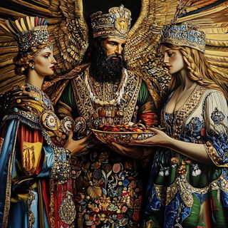 Galegraphica style, Midjourney V6.1: classical 18th-century oil painting