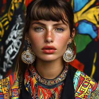 Galegraphica style, Midjourney V6.1: photographic portrait of female protagonist