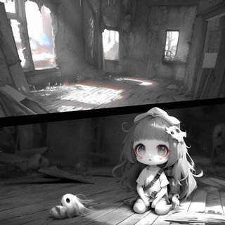 Nuckelavee Glassworks style, Midjourney V6.1: black-and-white manga comic strip