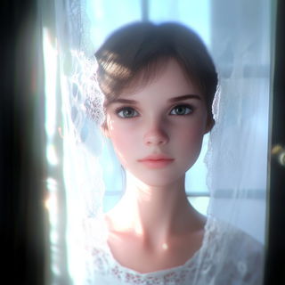 Nuckelavee Glassworks style, Midjourney V6.1: photographic portrait of female protagonist