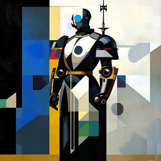 Neurothread style, Midjourney V6.1: concept art character design of retropunk steam knight