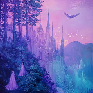 Bazaarocut style, Midjourney V6.1: retro fairy-tale illustration