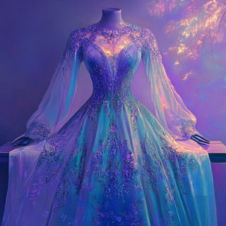 Bazaarocut style, Midjourney V6.1: haute-couture fashion outfit