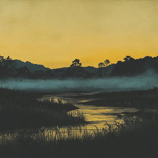 Marigold Garden Static style, Midjourney V6.1: realistic landscape photograph of quiet dawn