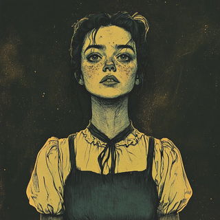 Marigold Garden Static style, Midjourney V6.1: photographic portrait of female protagonist