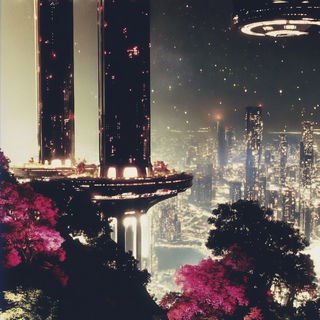 Chromatic Ruinage style, Midjourney V6.1: megacity with futuristic bioarchitecture