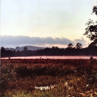 Chromatic Ruinage style, Midjourney V6.1: realistic landscape photograph of quiet dawn