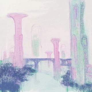 Balloonlit Lithofable style, Midjourney V6.1: megacity with futuristic bioarchitecture