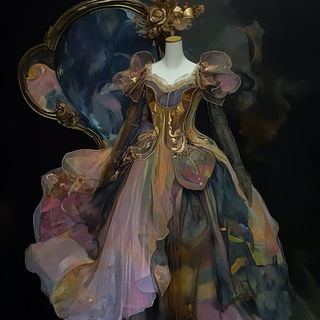 Iceberg Needlework style, Midjourney V6.1: haute-couture fashion outfit